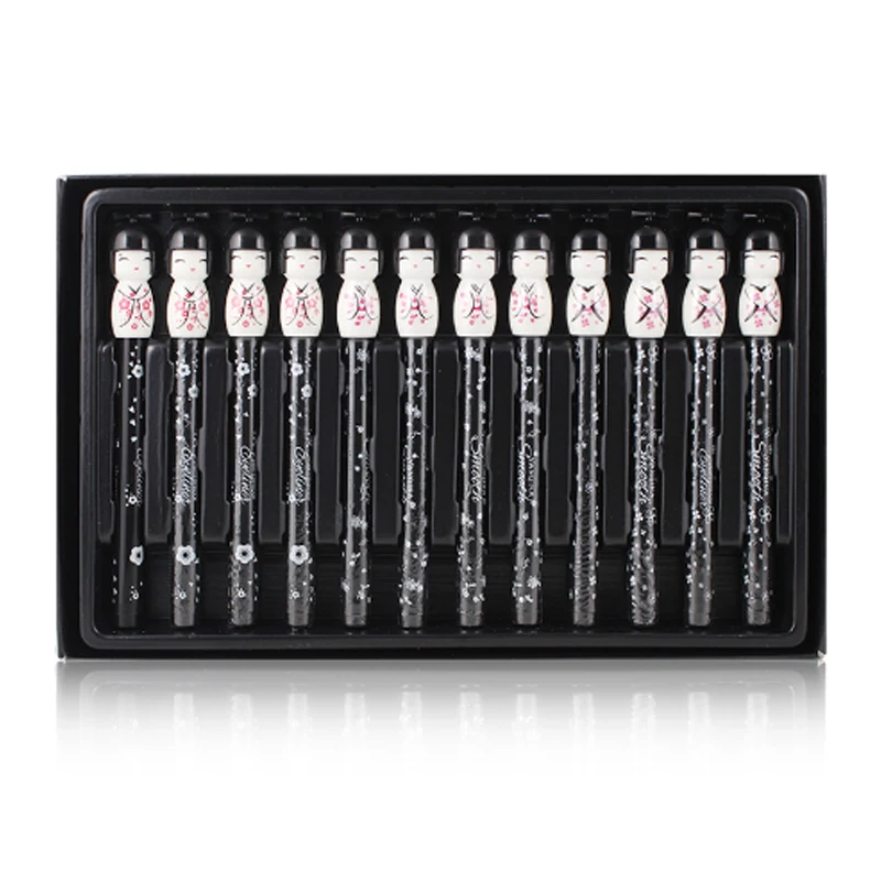 

Yanqina 12pcs Eyeliner Fashion Women's Black Waterproof Cute Doll Eyeliner Liquid Pen Makeup Cartoon Eye Liner Pencil Cosmetic