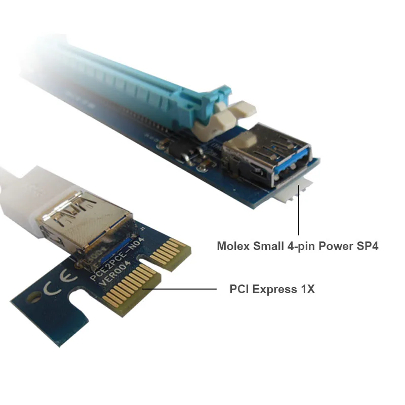 En Labs Низкопрофильная майнинговая плата PCIe 1 16x PCI Express Удлинительный адаптер USB 3 0 e