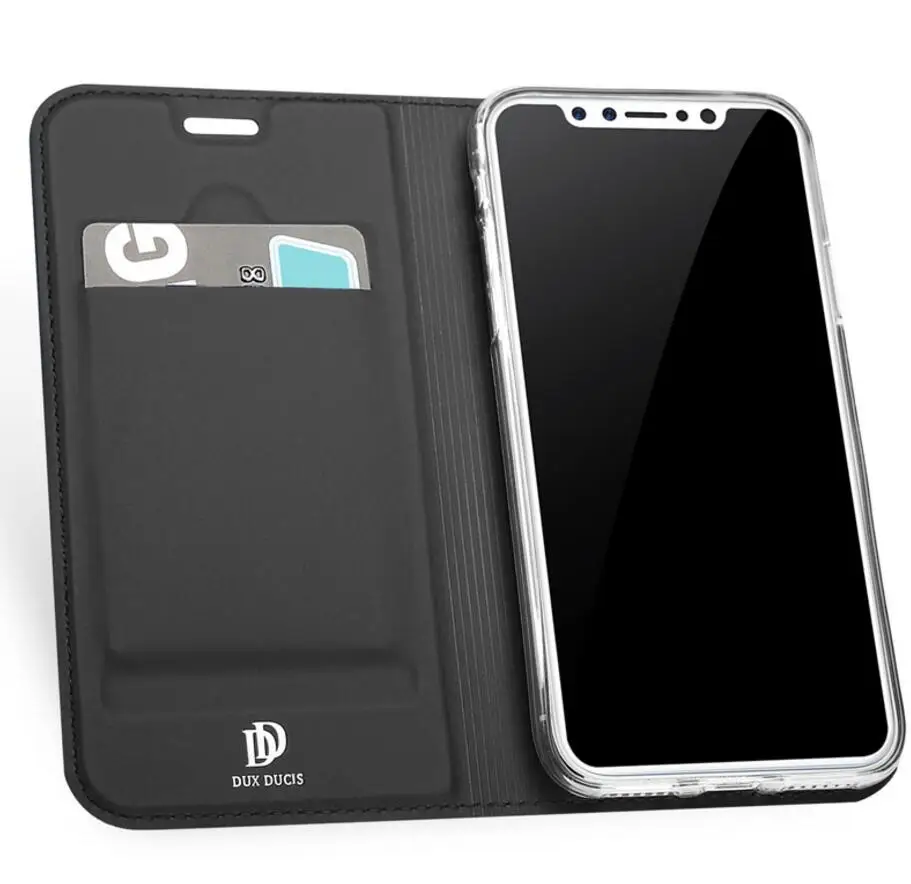 Black Ультра тонкий DUX DUCIS кожи Pro серии Бумажник кожаный флип чехол для Iphone 5 6s 6 plus 7 8 plus x XS XR XS Max samsung S8 S9 примечание 9 - Цвет: Black