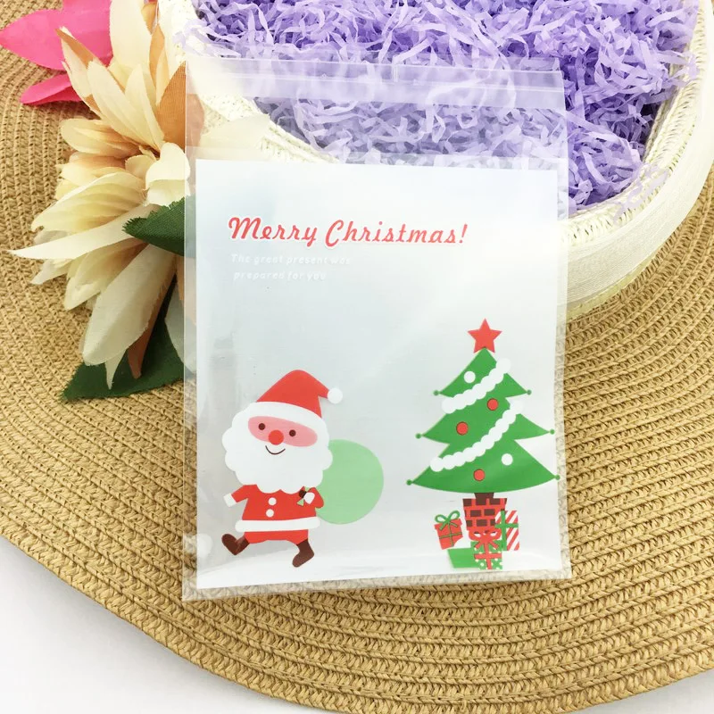 Распродажа 100 шт./лот смешанный стиль Merry Рождество пластиковые пакеты печенья