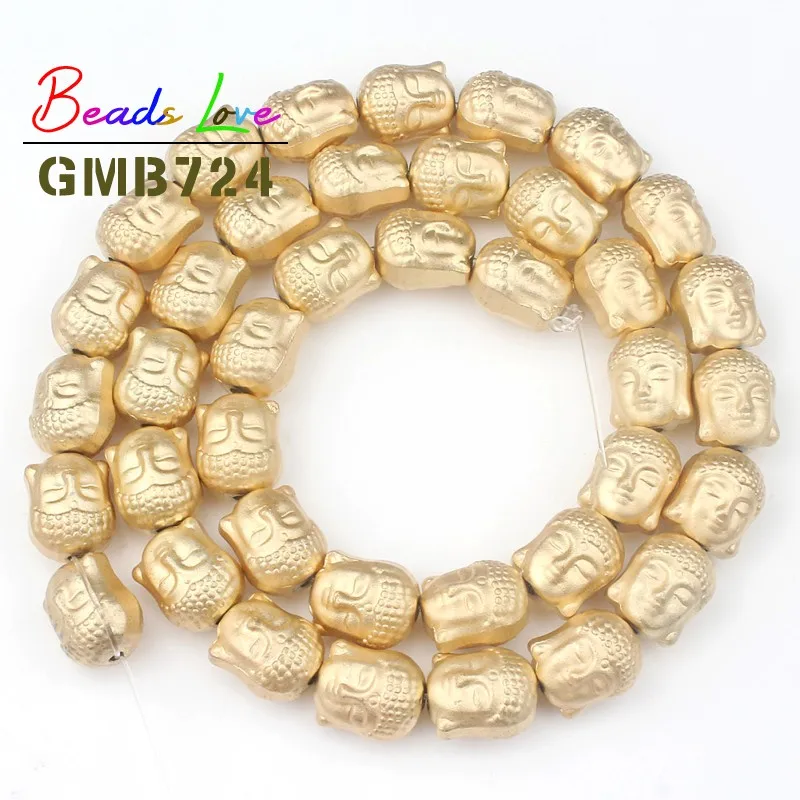 8x10mm Buddha head Тусклый Лак Матовый граненый Золотой Гематит капли воды Будда из натурального камня бусины для самостоятельного изготовления ювелирных изделий браслет 15 дюймов - Цвет: 8x10mm Buddha head