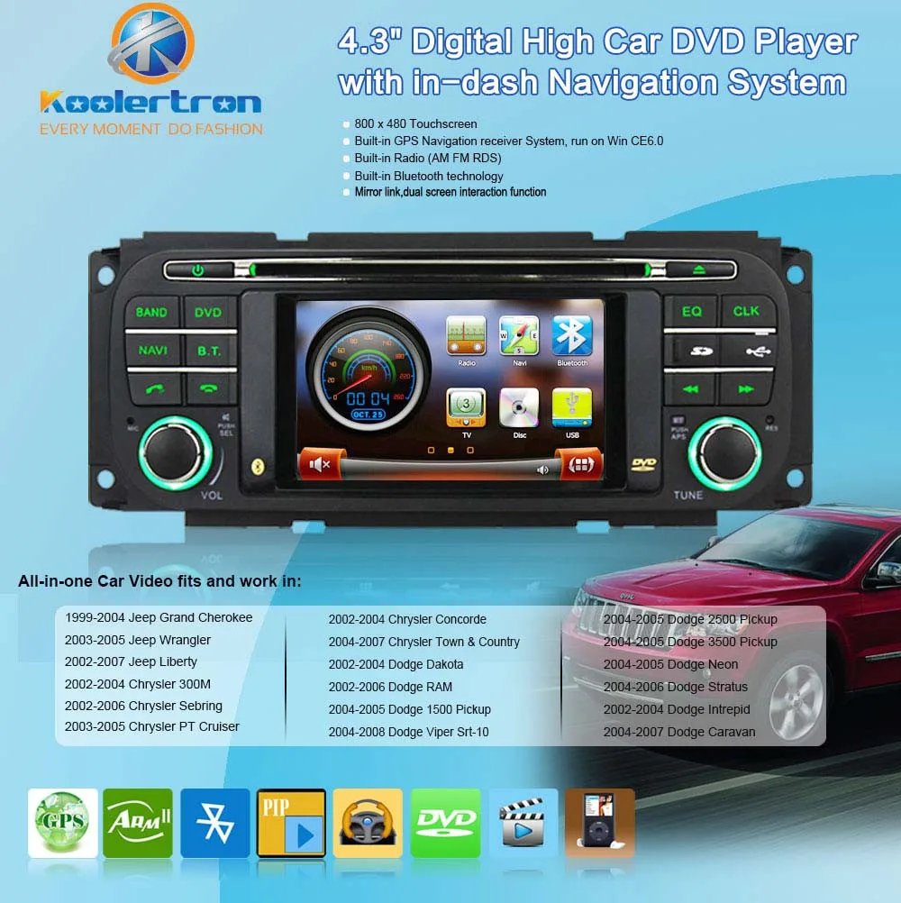 Бесплатная Карта Авторадио DVD Gps навигация Стерео + BT FM для 99 04 Jeep grand cherokee/03 05