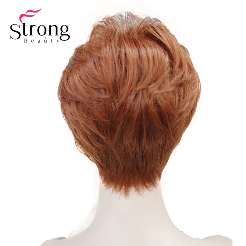 StrongBeauty короткий слоистый блонд лохматый Классический колпачок полный синтетический парик выбор цвета