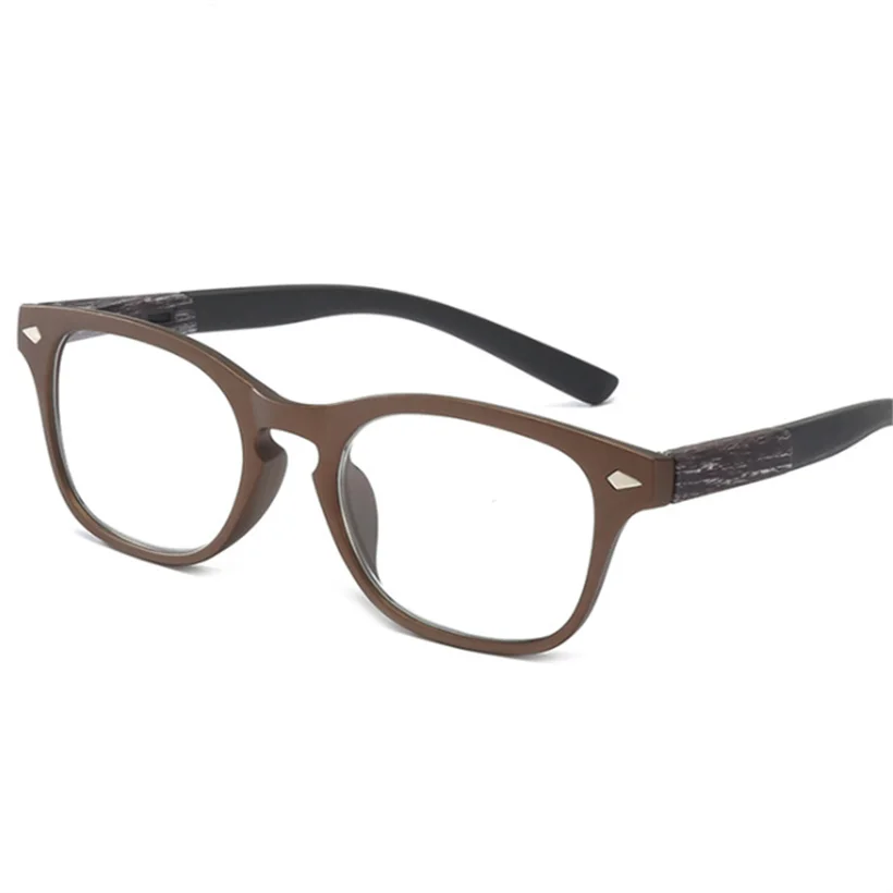 YOOSKE Fashion Women Men Retro Full Frame Reading Glasses HD lens Presbyopia Glasses Hyperopia Eyewear+1.0 1.5 2.0 2.5 3.0 3.5 - Цвет оправы: Коричневый