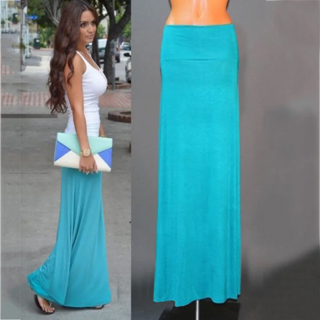 Женская Цыганская длинная трикотажная обтягивающая юбка макси Макси faldas largas mujer