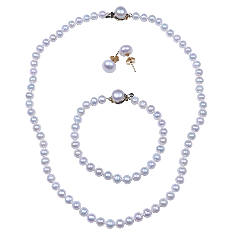 Лидер продаж роскошный ювелирный набор из натурального пресноводного жемчуга в