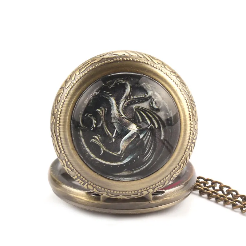Vintage New Dragon Mark Quartz Pocket Watch for Men Women Pendant Game of Thrones Full Hunter House Targaryen Cool Gifts | Наручные часы