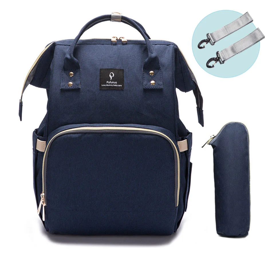 navy blue VRTREND сумка для подгузников с интерфейсом USB Большая вместительная Детская сумка для коляски водонепроницаемый рюкзак для кормления сумка для ухода за ребенком сумочка - Цвет: navy blue
