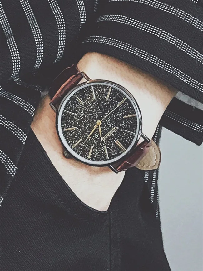 Simple Fashion Watch Man Sturry Bling Men's Quartz Watches Metal Mesh Leather Magnet Magnetic Force Creative Male Dress | Наручные