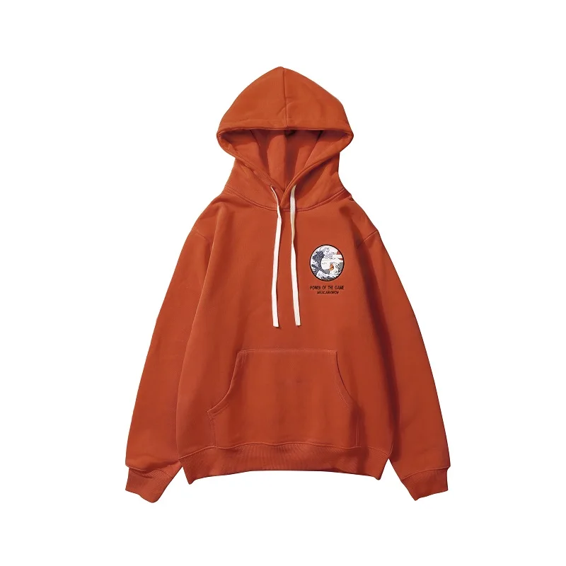 QoolXCWear, зимние, японский стиль, хип-хоп, повседневные толстовки, японская вышивка, забавный кот, волнистый принт, флисовые толстовки, уличная одежда