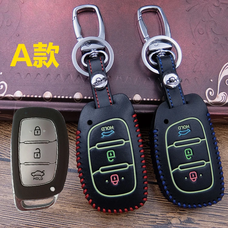 

Luminous Leather car key fob cover case For Hyundai Solaris IX25 I30 IX35 Tucson Accent Getz Elantra Sonata 3 button remote Key