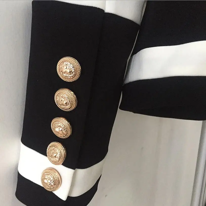 

High-end fashion new women blazer 2018 autumn women's classic black coat block metal buttons blazer jacket casual outwear L710