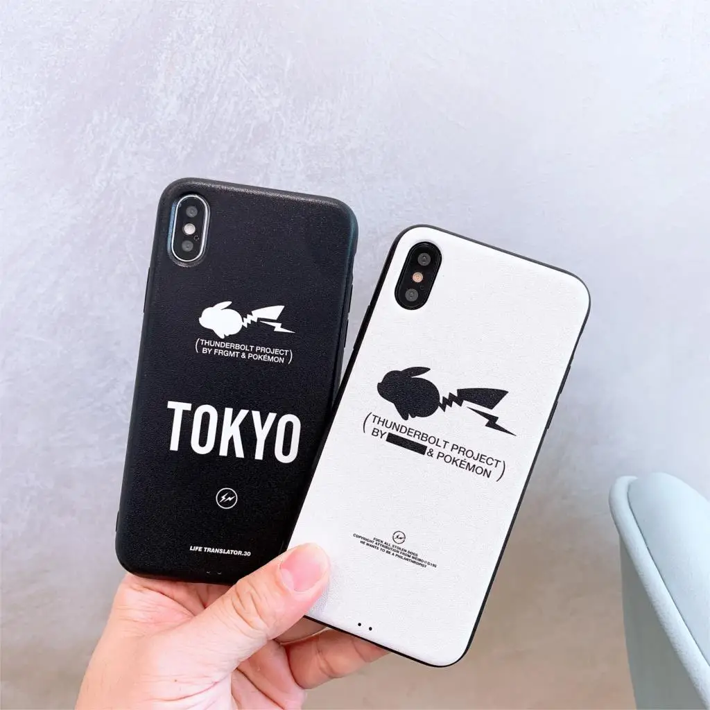 Мода Аниме тренд простые однотонные Токио цвет Пикачу тенты пара чехол для iPhone 8 7