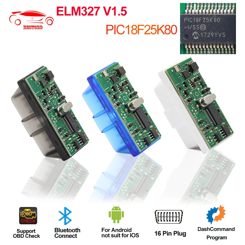 Супер Мини ELM327 V1.5 PIC18F25K80 чип автоматический считыватель кодов elm 327 v1.5 obdii сканер с