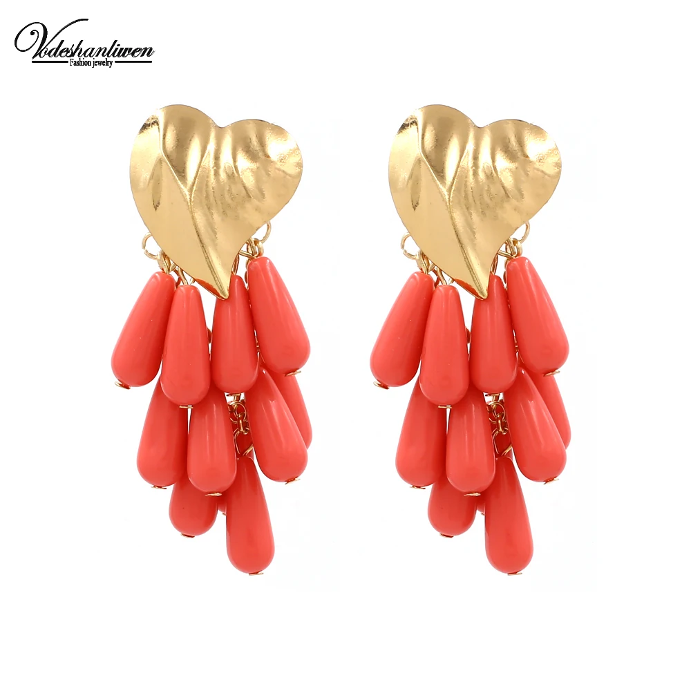 Женские Висячие серьги Vodeshanliwen модные брендовые контрастного цвета в форме