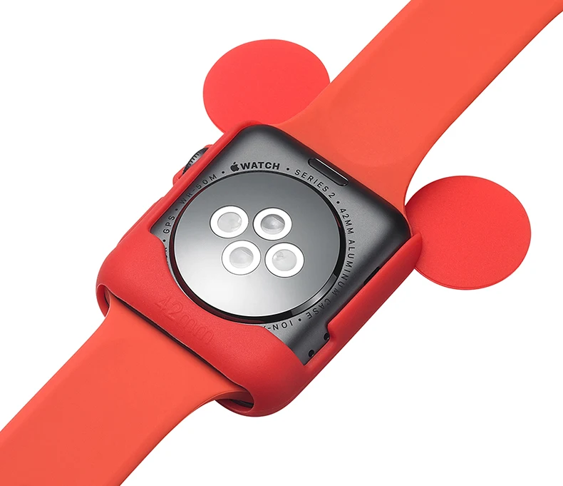 С Микки Маусом силиконовый Защитный чехол для apple watch 4 42/38 мм подходит для iWatch серии, версия 1, 2, 3, ремешок 44/40 мм для женщин/мужчин кварцевые часы