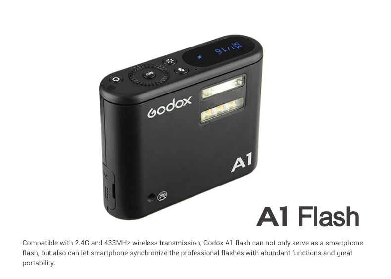 Godox A1 смартфон вспышка Системы 2,4G 433 МГц Беспроводной вспышка триггер Постоянный СВЕТОДИОДНЫЙ светильник с Батарея для iPhone 6S 7 plus