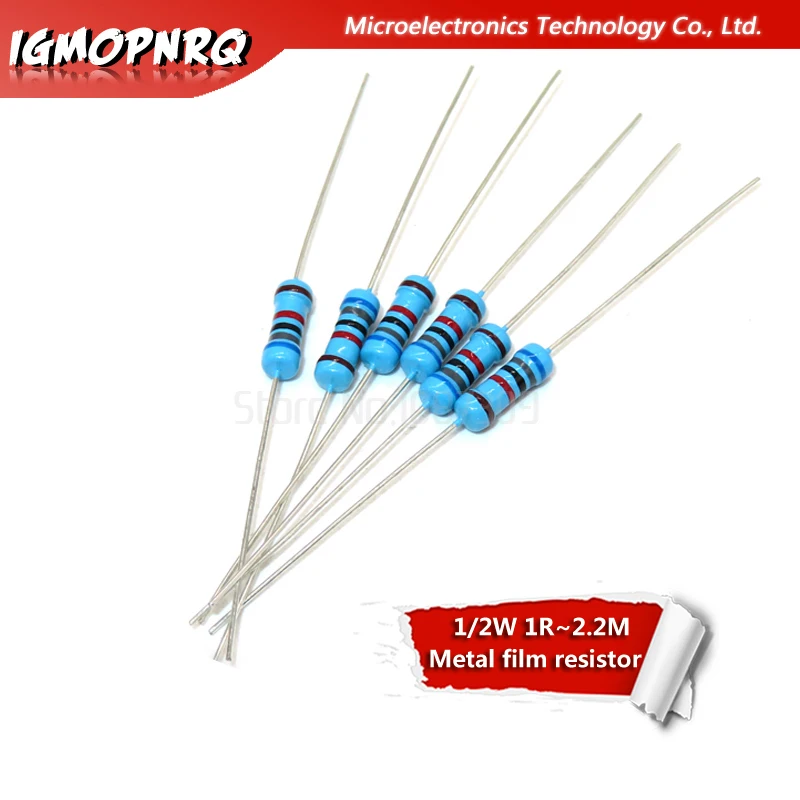 200pcs 1/2W Metal film resistor 1R~2.2M 100R 220R 330R 1K 1.5K 2.2K 3.3K 4.7K 10K 22K 47K 100K 100 220 330 1K5 2K2 3K3 4K7 ohm |