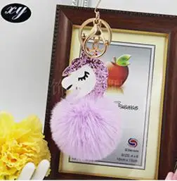 New Arrival Super Cute Rainbow Horse Unicorn Fluffy Faux Fur Pompom Keychian Pendant Bag Charms Handbag Accessory Purse Ornamen | Украшения