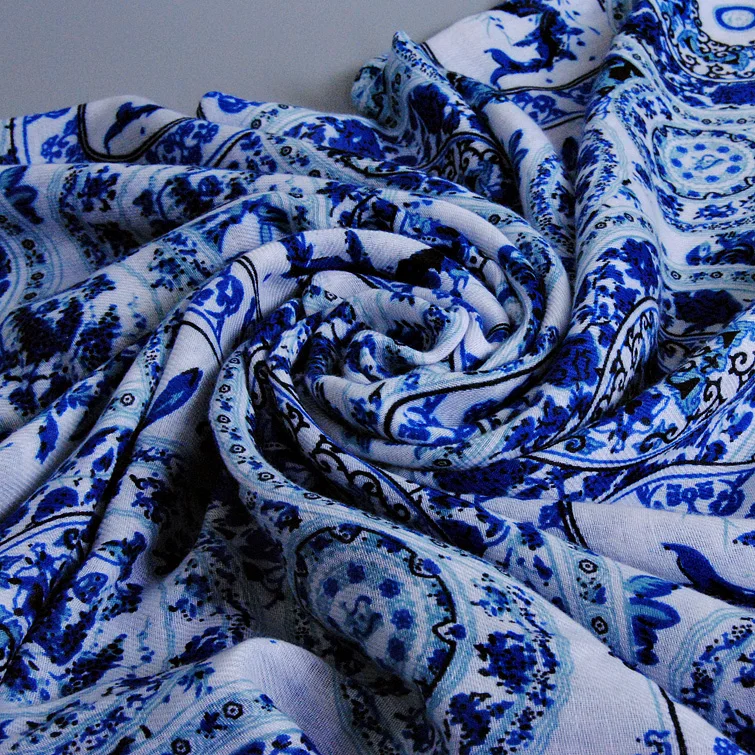 2017 Новый дизайн Цветочный Принт шарф кисточки фарфор Печать вискоза хлопок шарфы