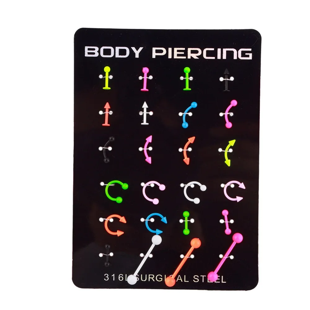 24 шт./компл. хирургический нержавеющий стержень для бровей сосков носа языка ушей