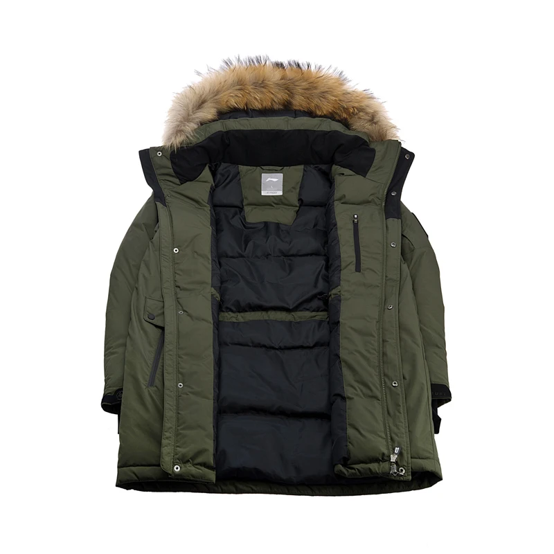 Li-Ning мужская верхняя одежда серия средней длины пальто ATProof умный мех с капюшоном