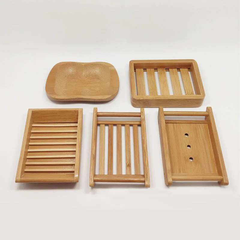 

200Pcs Creative Bathroom Handmade Draining Wooden Simple Bamboo Soap Box Soap Dish Bath Shower Plate Container ZA6477