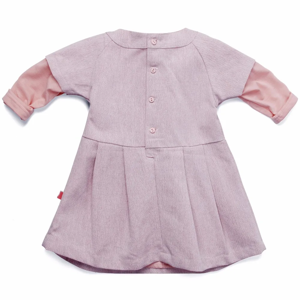 Весенняя Милая одежда для малышей Детское платье с длинными рукавами и круглым