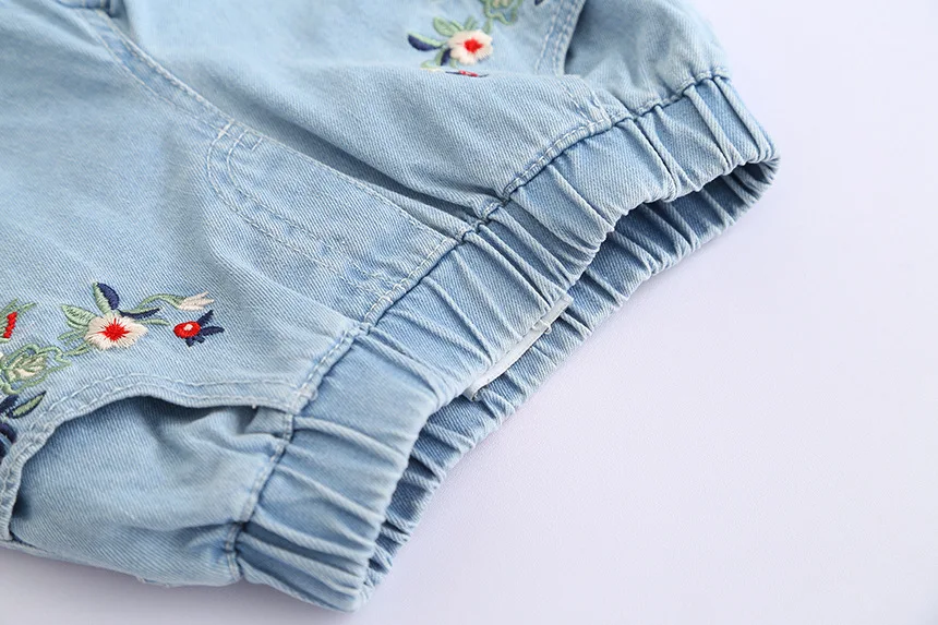 

2019 Kids Shorts Kids Embroidered Flowers Fashion Denim Shorts Girls Clothes Wild Style Summer Promotions