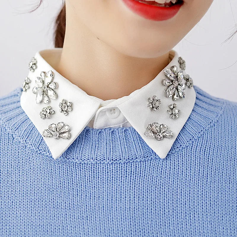 Женская осенне зимняя рубашка Стразы со свинцовым белым жемчугом бесплатная