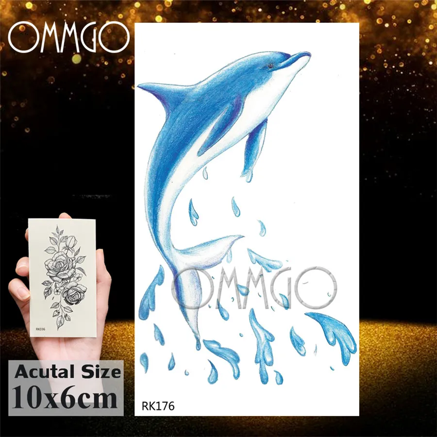Временная тату наклейка OMMGO geometriwolf Howl черная маленькая фальшивая татуировка боди