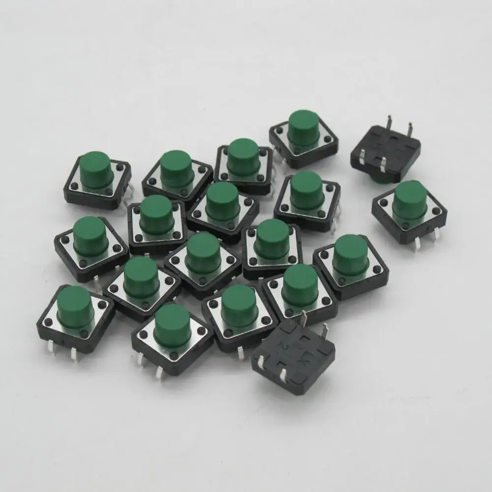 green 80 шт. 12x12mmx7mm печатной платы Мгновенный Тактильные Такт кнопочный переключатель 4 Булавки DIP 12*12*7 мм - Цвет: green