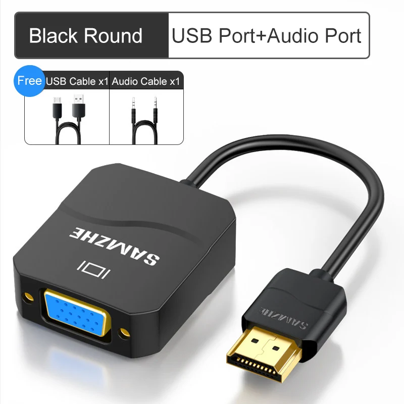 SAMZHE HDMI в VGA адаптер 1080P HDMI конвертер для ноутбука на большой экран цифро-аналоговый USB и аудио дисплей - Цвет: HHV02