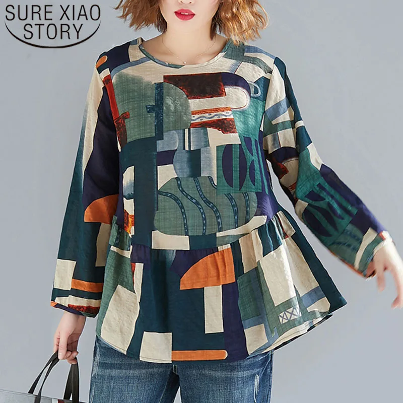 

Women T Shirt 2021 Plus Size Women Shirts Women Long Sleeve Top Womens Harajuku Print O-Neck Tshirt Ladies Tops 3970 50