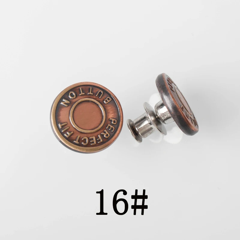 No16 17mm 24 различных 1 шт ноготь-бесплатно ноготь талии кнопки регулируемые джинсы кнопки джинсовые пуговицы одежда металлические мужские и женские брюки съемные - Цвет: No16 17mm