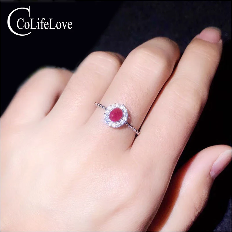 Ювелирные изделия colife натуральный рубин кольцо для помолвки 0.4ct SI сорт рубиновое серебряное кольцо твердое 925 Серебряное рубиновое ювелирное изделие