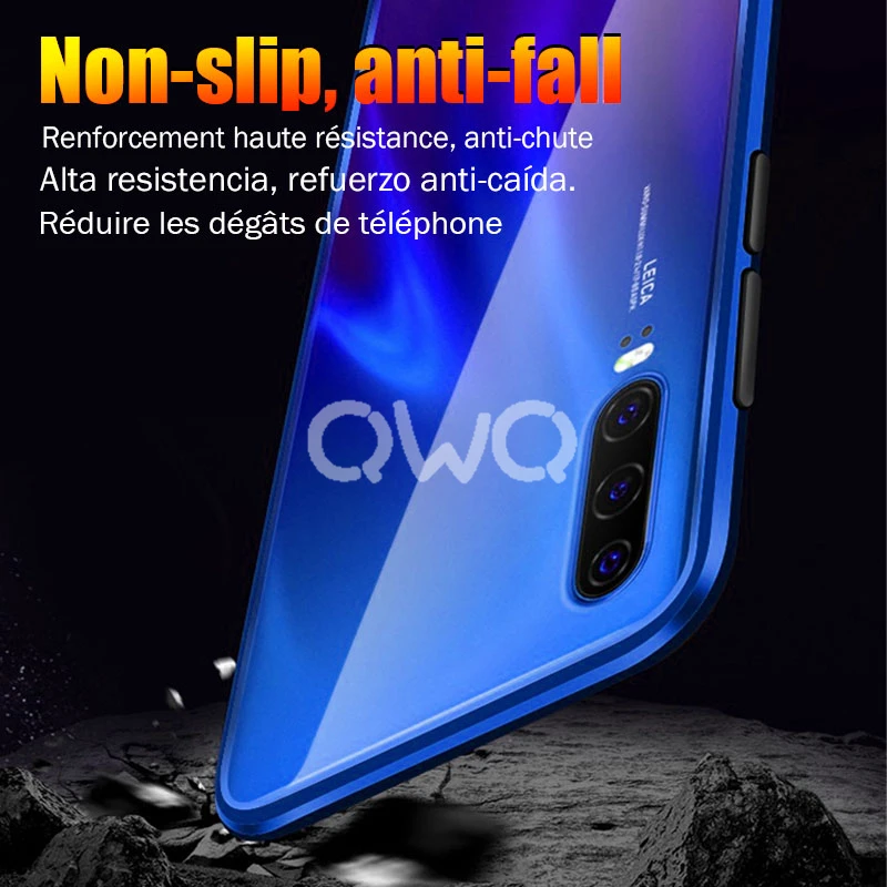 Металлический магнитный стеклянный чехол для телефона huawei P20 P30 Pro Lite P Smart Защитные чехлы для huawei mate 20 Lite Pro откидная крышка