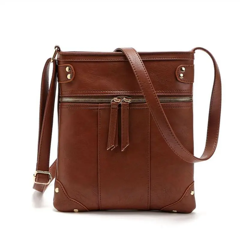 Женская винтажная сумка-мессенджер из ПУ кожи с двойной молнией | Багаж и сумки