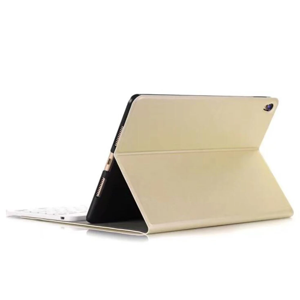 Gold Для нового Ipad 9,7 A1822 A1823 Беспроводная Bluetooth клавиатура ультра тонкая из искусственной кожи+ ABS клавиатура съемная для Ipad air 1/2 - Цвет: Gold