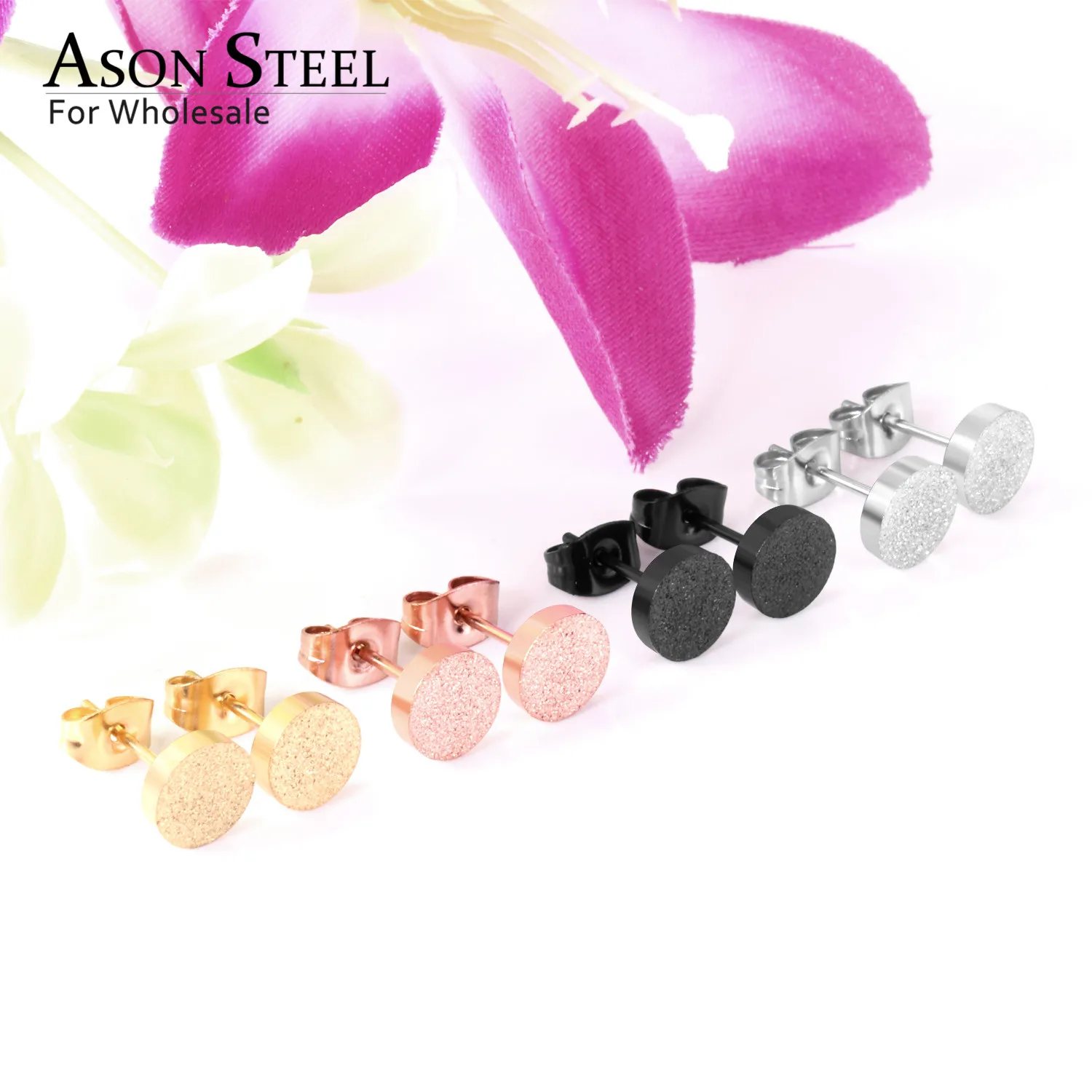 Серьги женские круглые из нержавеющей стали 4 пары|Серьги-гвоздики| |