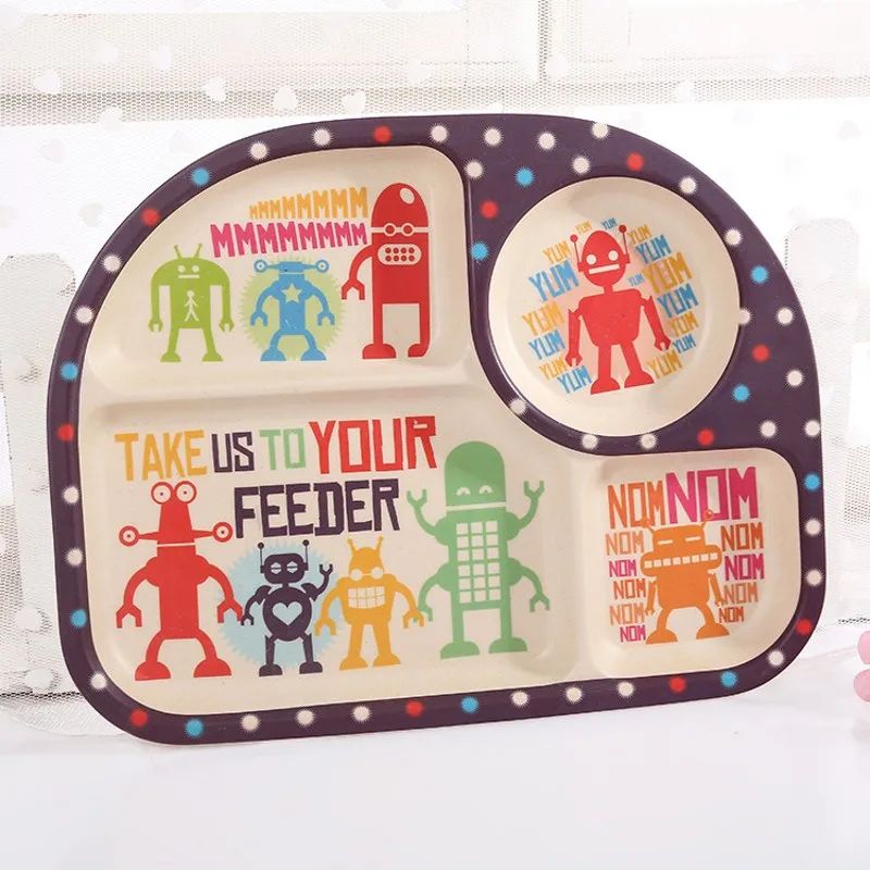 Новая Милая тарелка для ужина из бамбукового волокна с рисунком маленьких детей