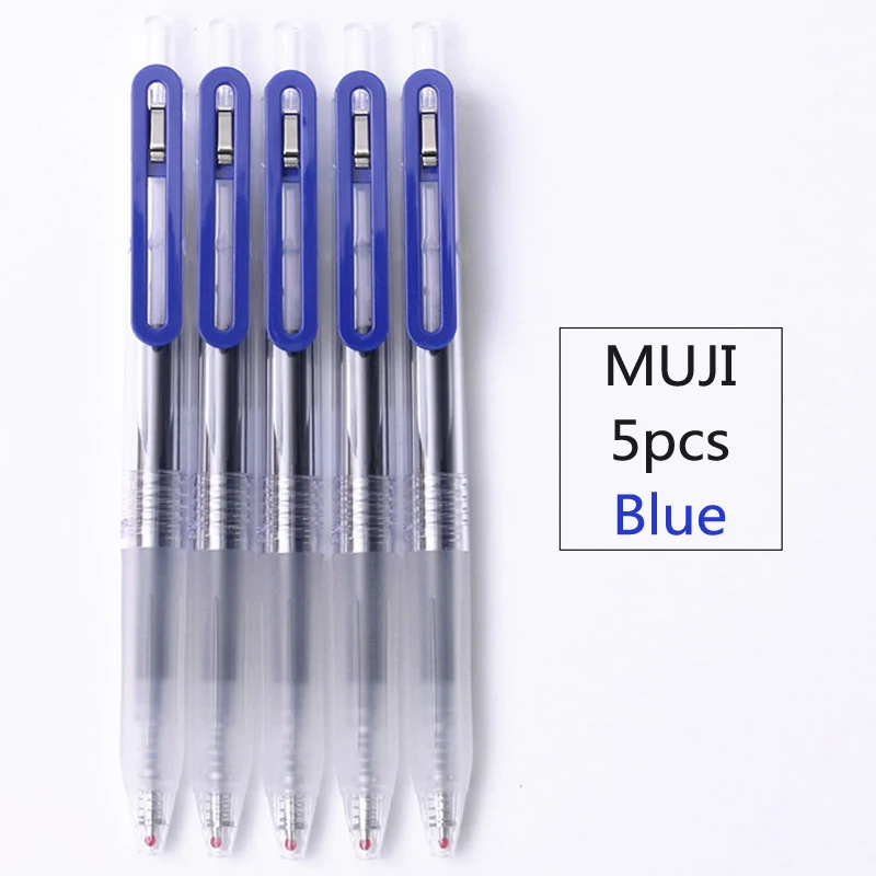 5/10 шт. MUJI гелевая ручка цвет: черный, синий красные чернила гладкая Пресс пишущие ручки милые Цвет набор ручек для офиса школы стационарные экзамен - Цвет: 5pcs blue