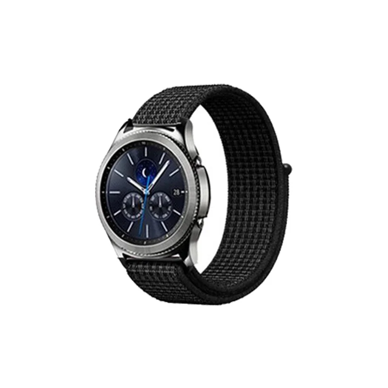 Черный Нейлоновый ремешок для часов 22 мм 20 мм ремешок для huawei GT/Magic для samsung Galaxy Watch 46 мм/42 мм/Active для Amazfit Bip для Garmin 245 - Цвет: Черный