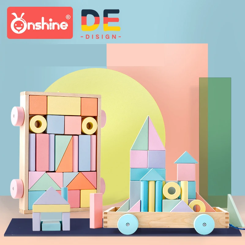 

Onshine деревянные детские макароны, цветные блоки и рулоны, трейлер, строительные блоки, детские развивающие игрушки, 24 шт., 3 года +