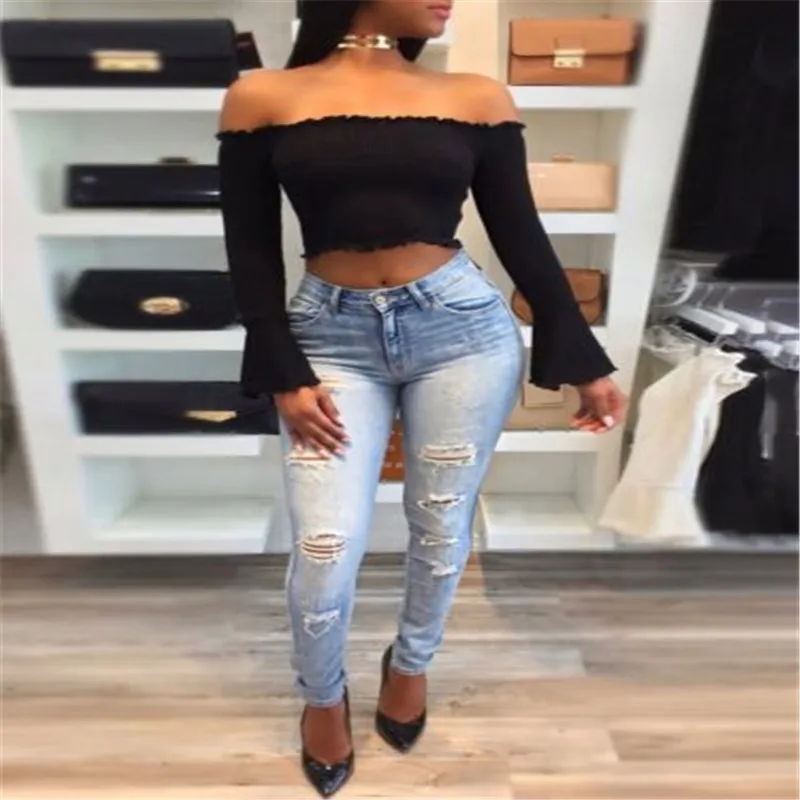 Стильный осенне-летний Женский Повседневный Топ с открытыми плечами и вырезом