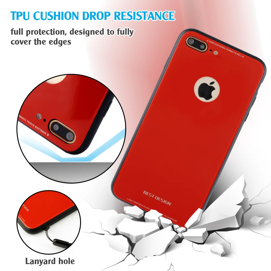 LANCASE Tempered Glass Cover for iPhone X Case Luxury Silicone Hard Coque 8 7 6s Plus Mirror Phone Bags hoesje |