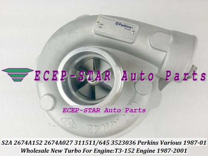 Турбокомпрессор S2A 2674A152 2674A027 311511 311645 3523036 1987 подходит для Perkin s различных