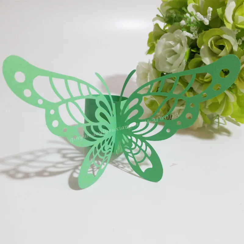100 шт./лот бумажные кольца для салфеток с бабочками Свадебные украшения товары