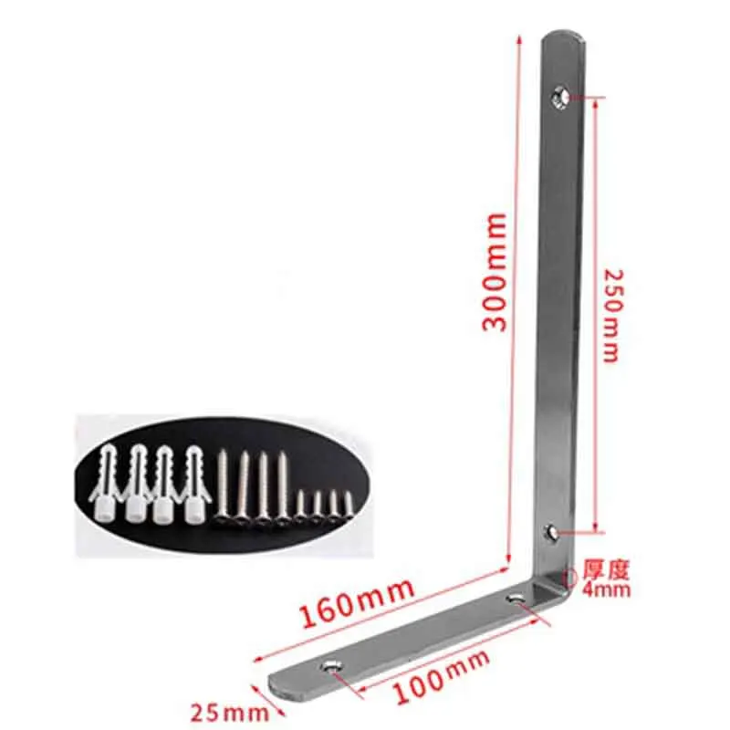 

Customized OEM metal 90 degree angle table wall mount shelf brackets, 300mm (arm 1) X160mm (arm 2) X25mm (width)