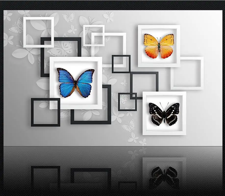 3D стереоскопические обои бабочка papel parede Настенные 3d фрески для гостиной|mural wallpaper